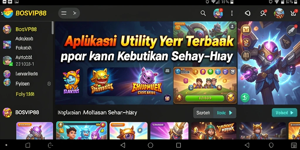 Screenshot utama BOSVIP88 menunjukkan antarmuka aplikasi Utility yang bersih dan terorganisir.