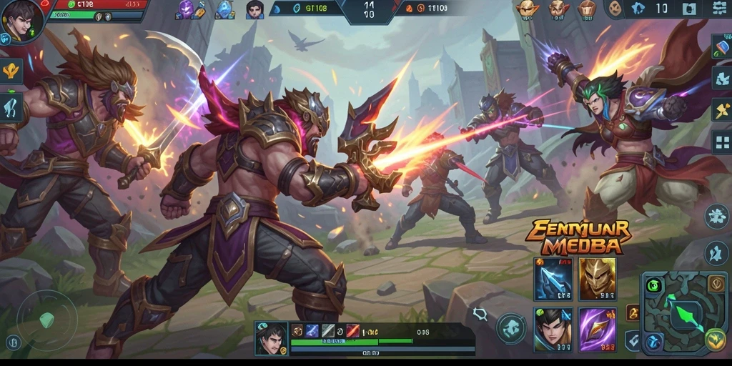 Tampilan aksi seru dalam permainan MOBA GT108.