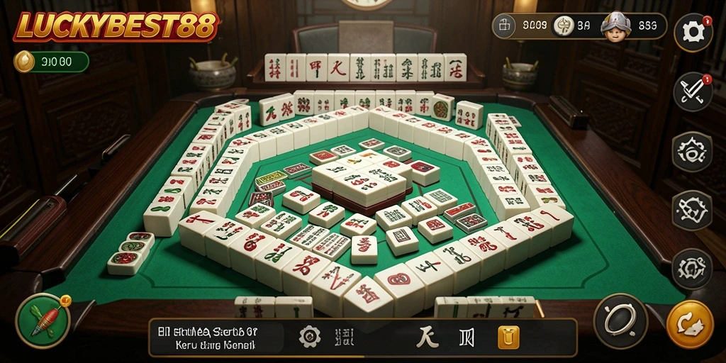 Tampilan gameplay seru LUCKYBEST88 dengan banyak tantangan Mahjong.